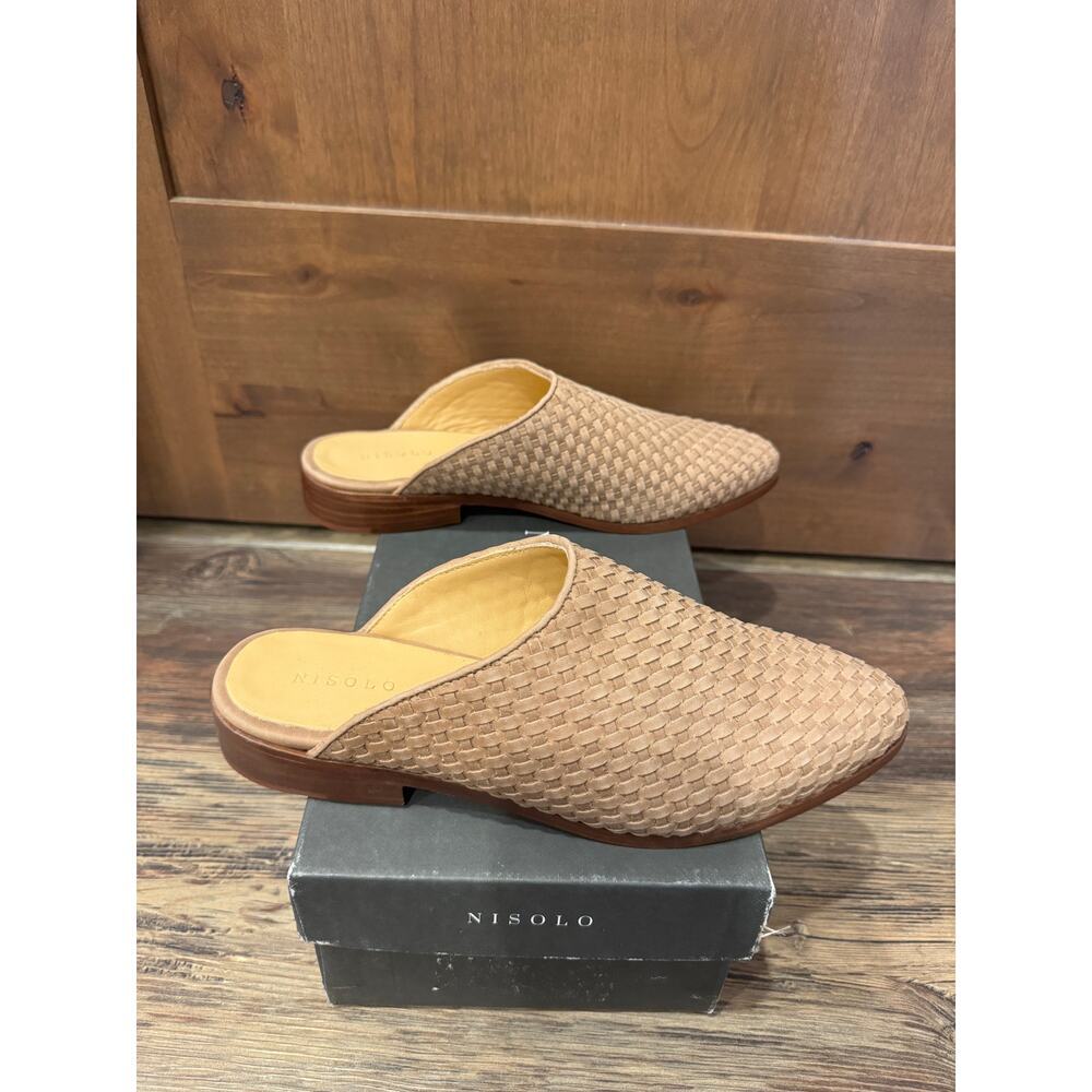 Nisolo Ama Woven Leather Mule slides 9.5 Almond - Picture 2 of 8